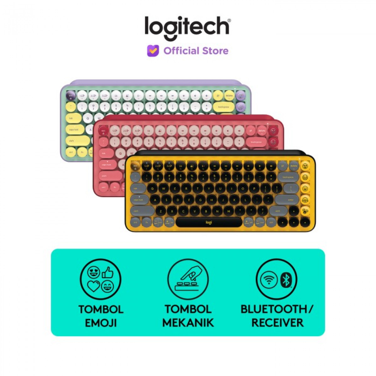 Logitech POP Keys Wireless Mechanical Emoji Keyboard - BlastYellow